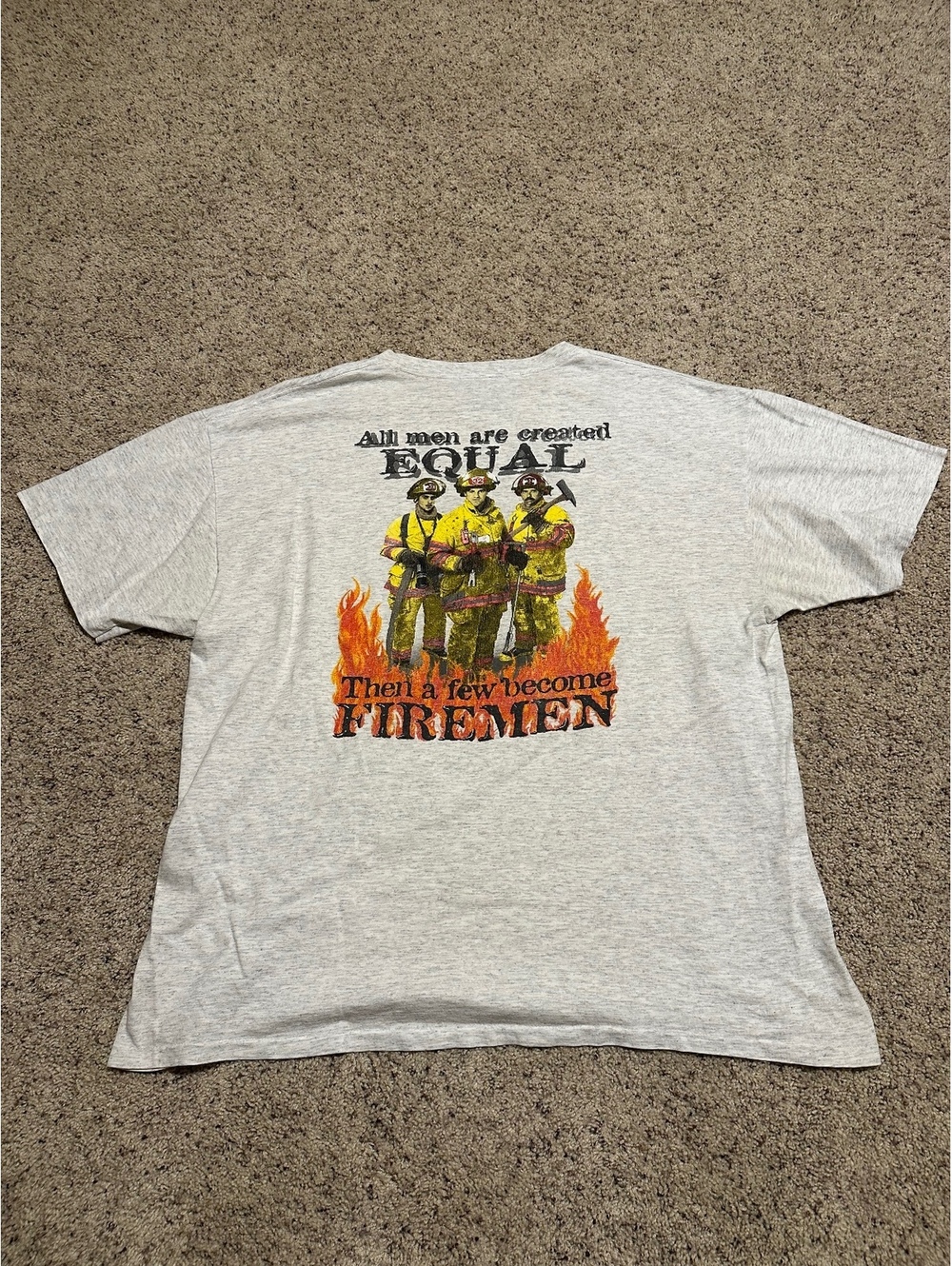 Big Johnson XXL Gray Firemen Graphic T-Shirt 100% Cotton